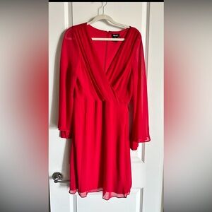 Dkny red chiffon dress
